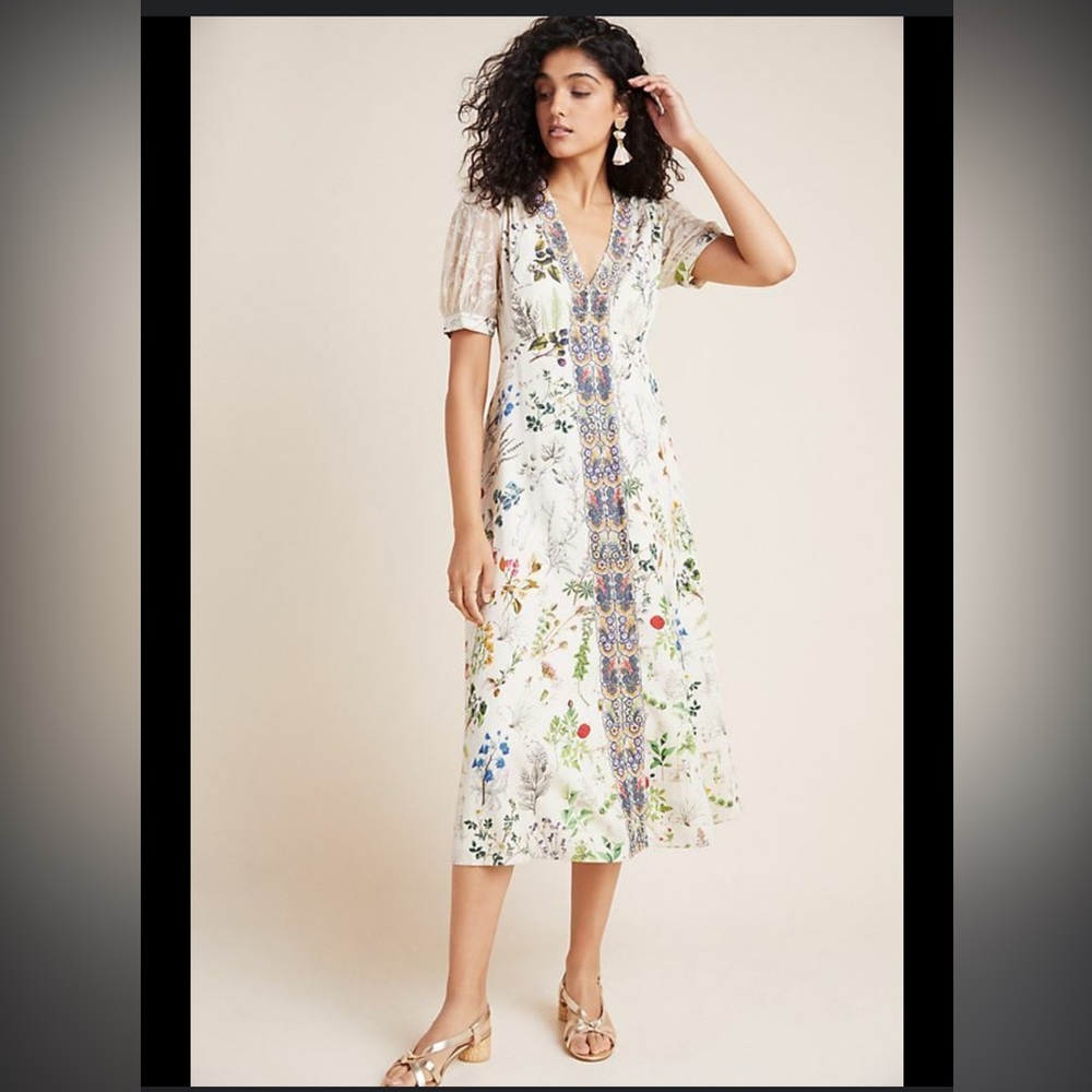 Anthropologie Geisha Designs Donna Floral Women’s Medium Midi A line Dress